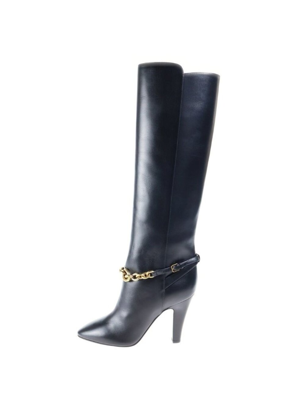 Saint Laurent Paris Le Maillon 95 Boots le High Heels Leather Black